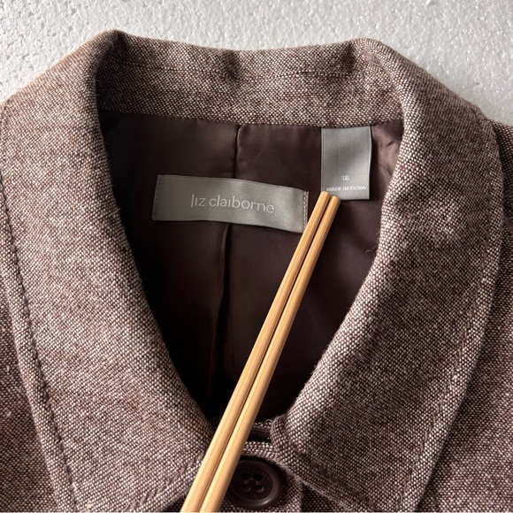 Liz Claiborne Jacket Blazer Coat Wool Silk Blend Pockets Women’s Size 16 - Picture 3 of 10